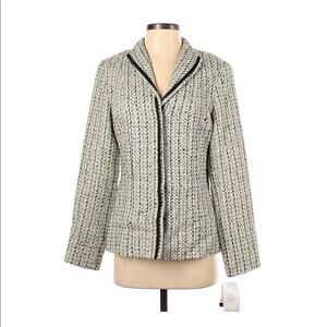 Doncaster Silk and Tweed Ivory, Black & Teal Jacket -SZ 4